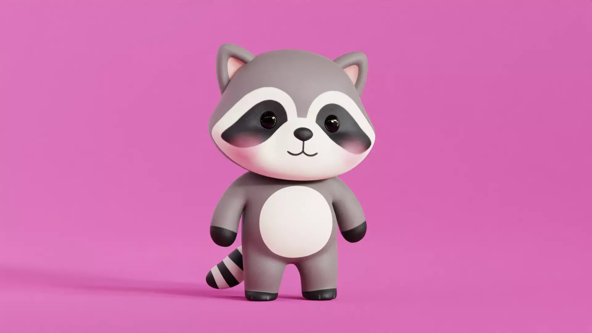 Cartoon Raccoon Chibi Kawaii Character Rigged Animated Low-poly 3D model_0