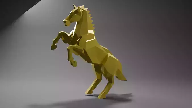 Low-Poly War Horse Rig-Ready Action Mount