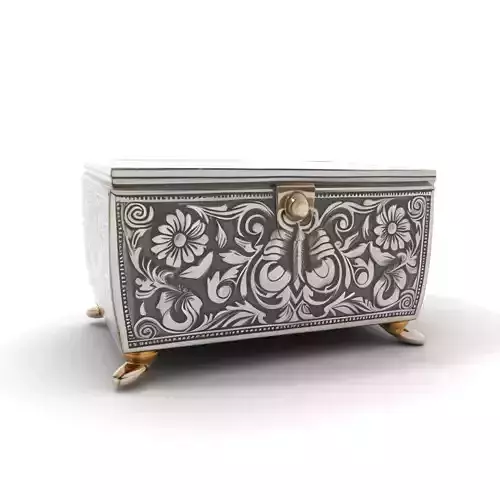 Ornate Silver Jewelry Box model pack Low-poly 3D model Ornate Silver Jewelry Box model pack Low-poly 3D model