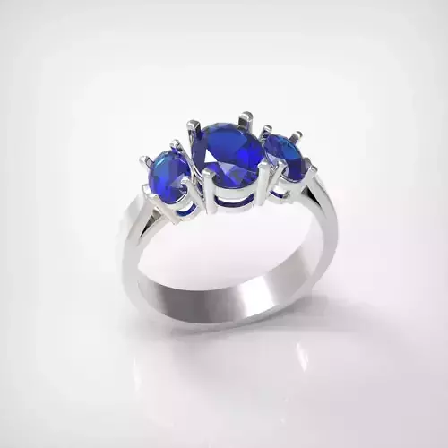 Classic Oval Three Stone Engagement Ring