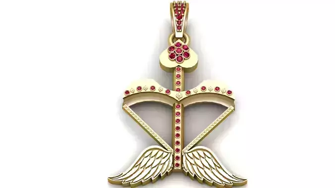 Winged Heart and Arrow Pendant 3D Printable Model