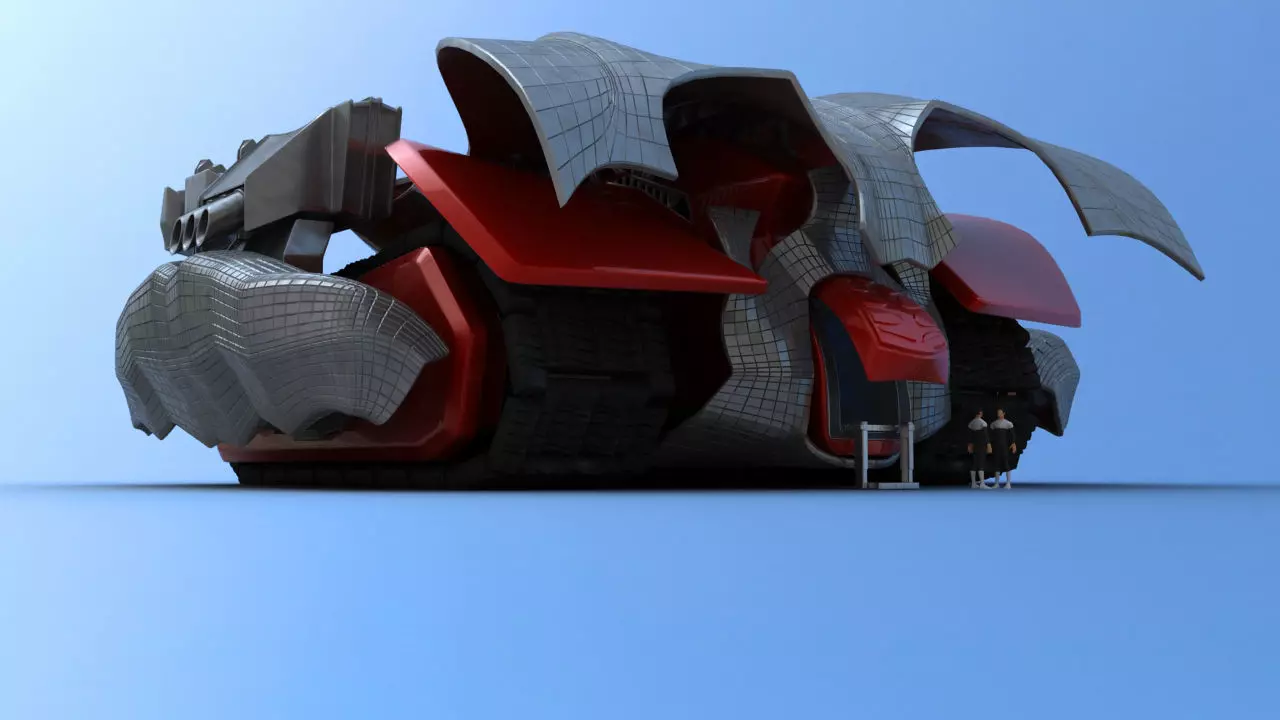 Futuristic Track Drive Battle Tank 3D model_4