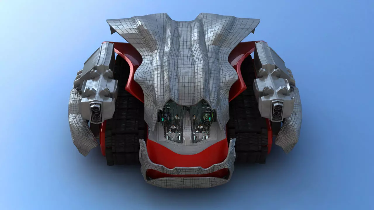 Futuristic Track Drive Battle Tank 3D model_29