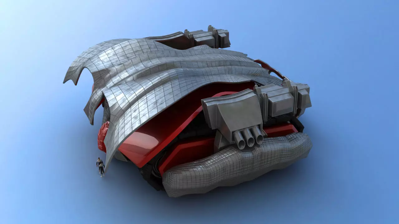 Futuristic Track Drive Battle Tank 3D model_24