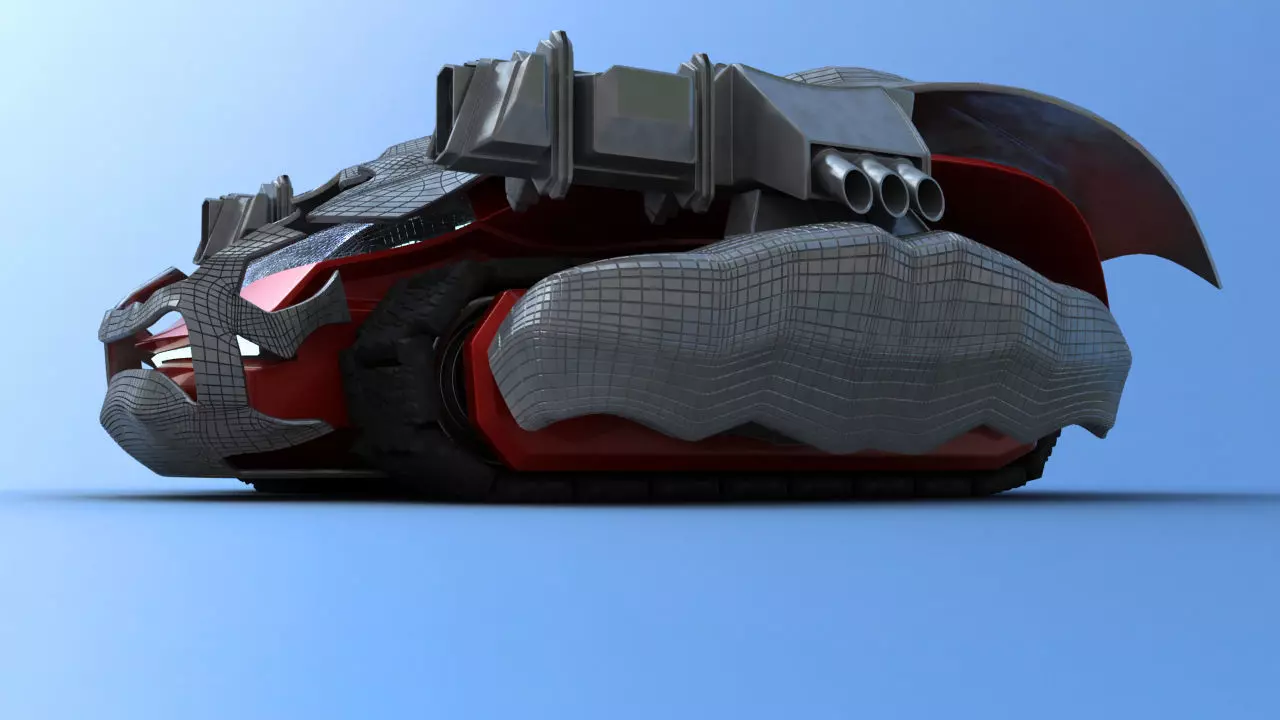 Futuristic Track Drive Battle Tank 3D model_1