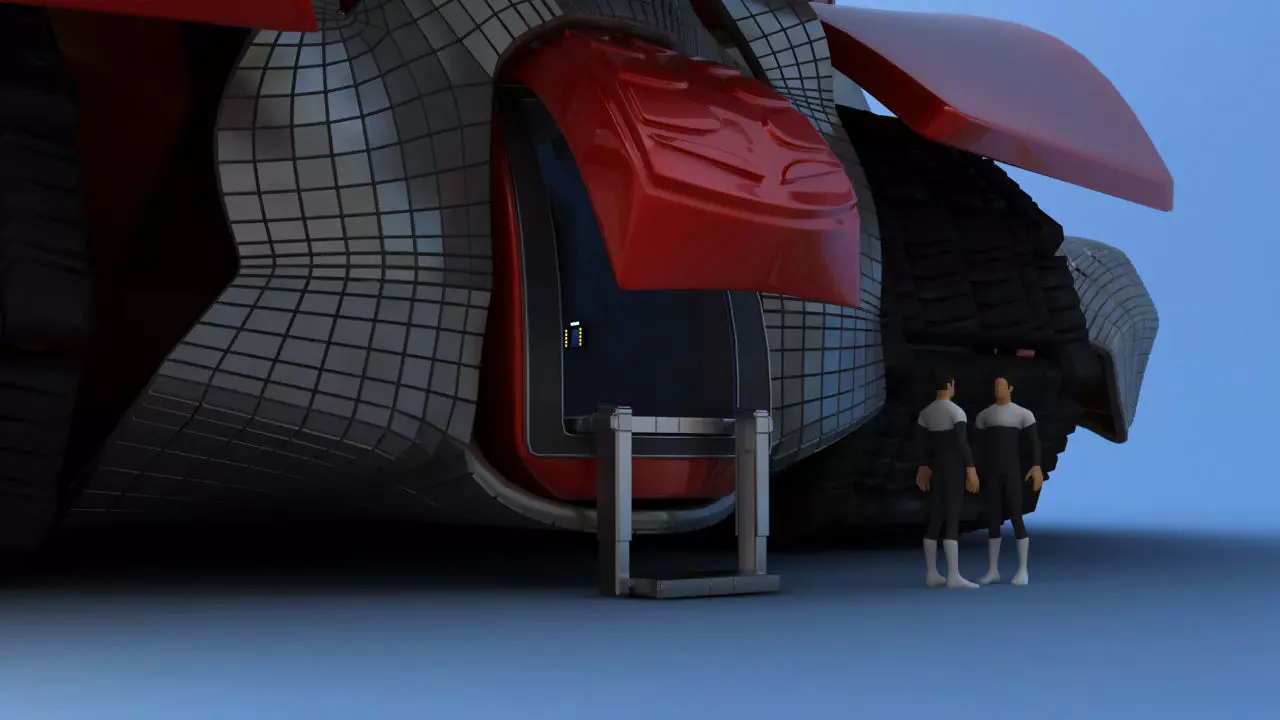 Futuristic Track Drive Battle Tank 3D model_5