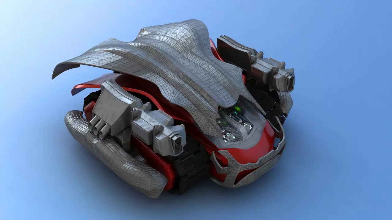 Futuristic Track Drive Battle Tank 3D model_22