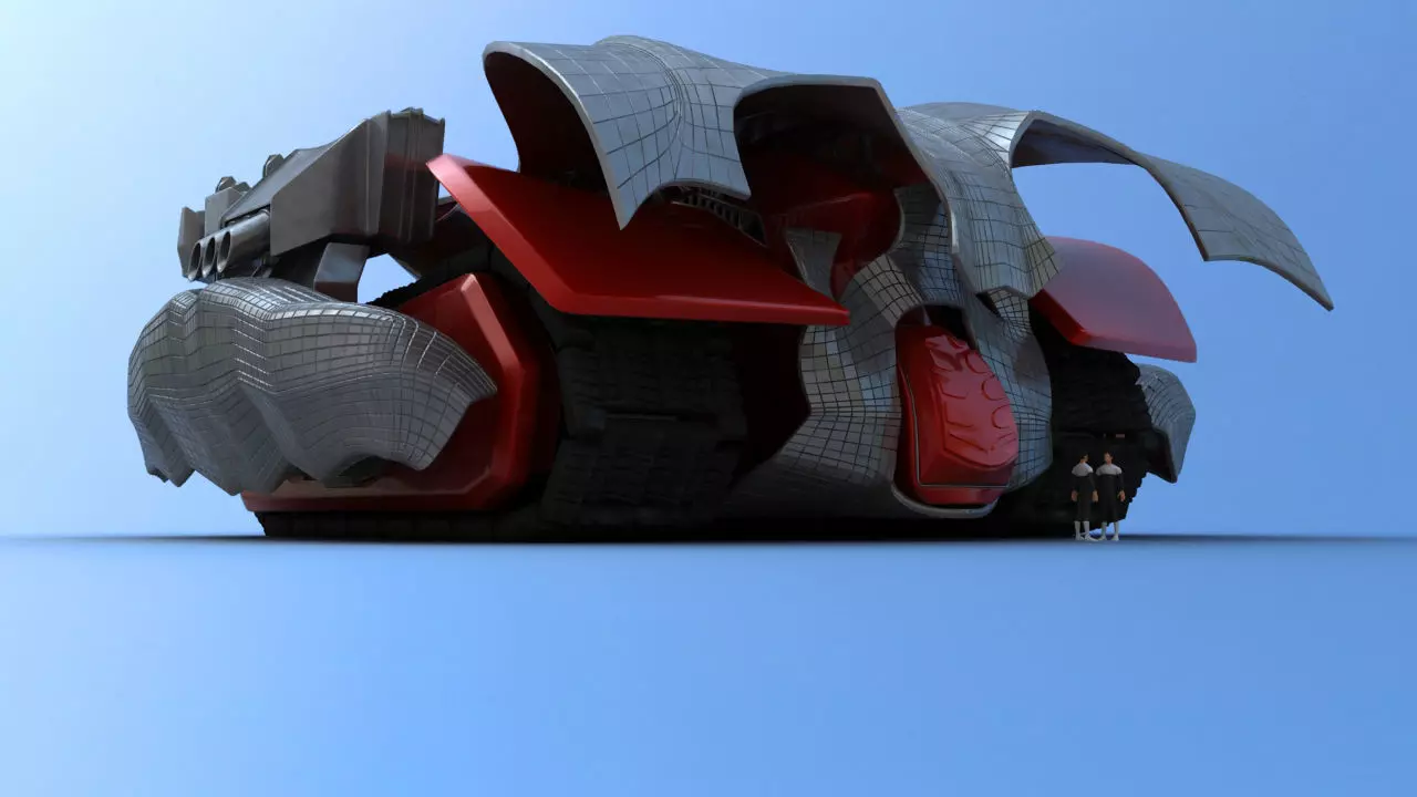 Futuristic Track Drive Battle Tank 3D model_3