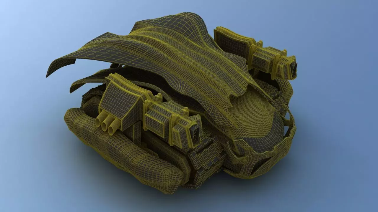 Futuristic Track Drive Battle Tank 3D model_32