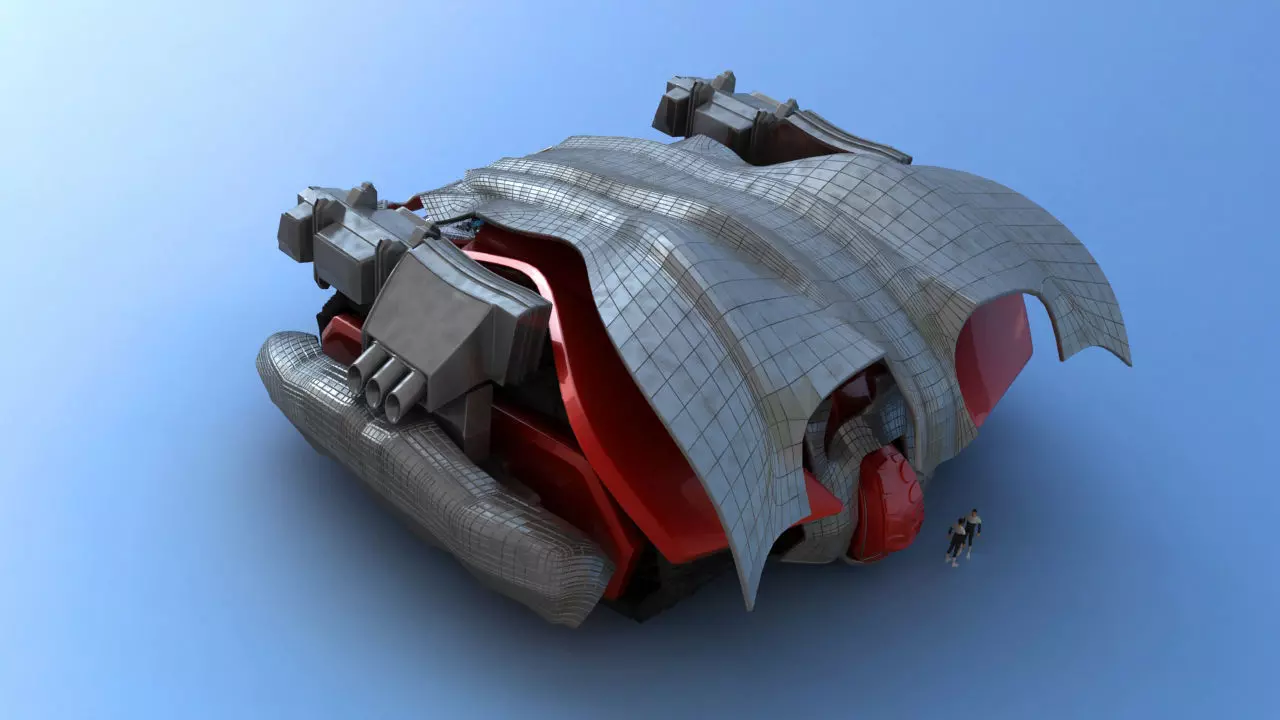 Futuristic Track Drive Battle Tank 3D model_26