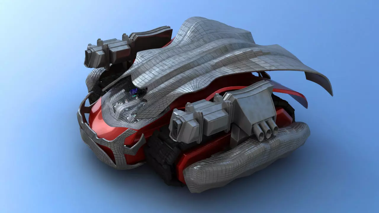 Futuristic Track Drive Battle Tank 3D model_28