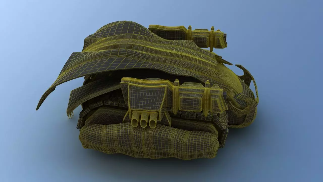 Futuristic Track Drive Battle Tank 3D model_33