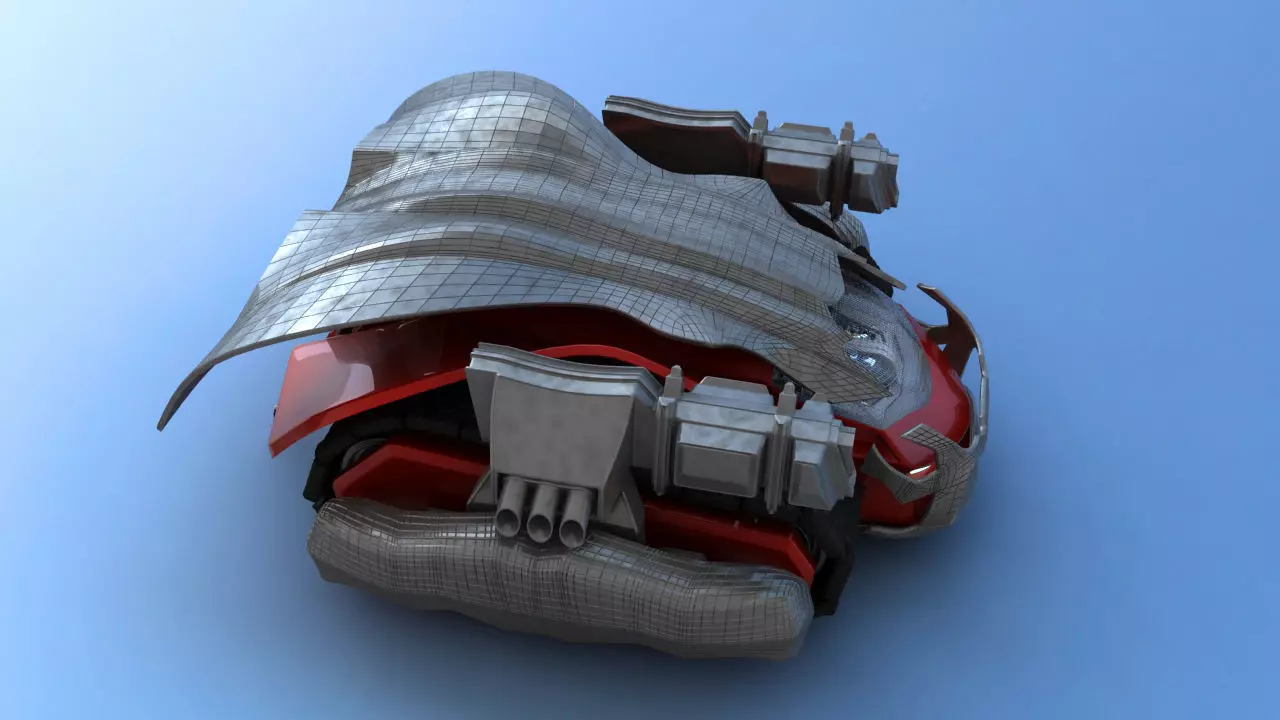 Futuristic Track Drive Battle Tank 3D model_23