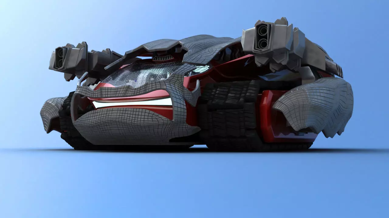 Futuristic Track Drive Battle Tank 3D model_0