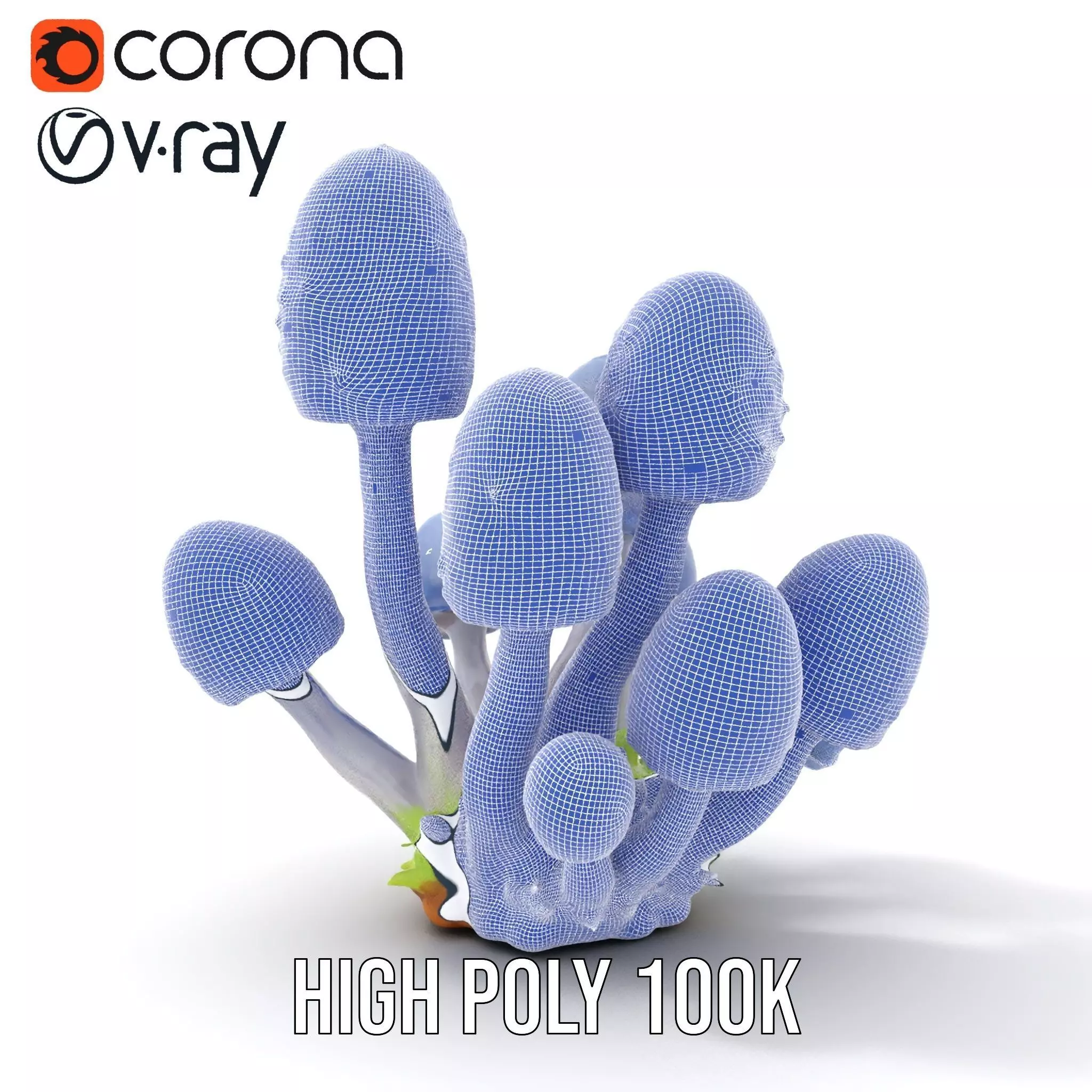 Blue Fuzzy Mushroom model pack Low-poly 3D model_26