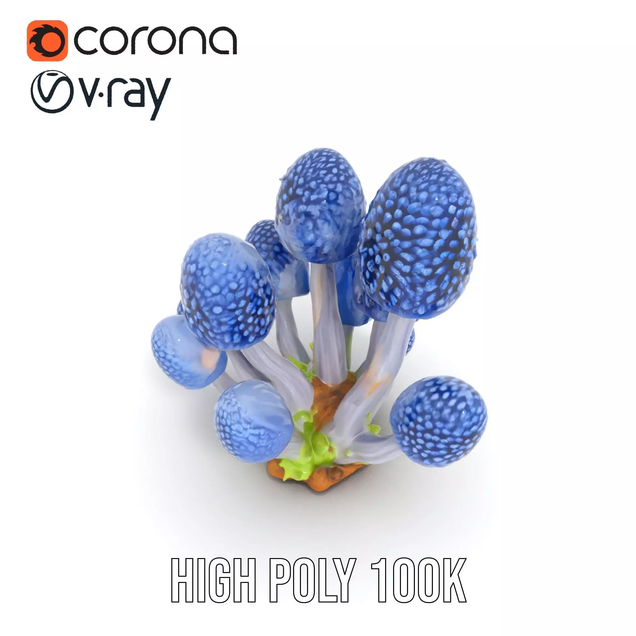 Blue Fuzzy Mushroom model pack Low-poly 3D model_20