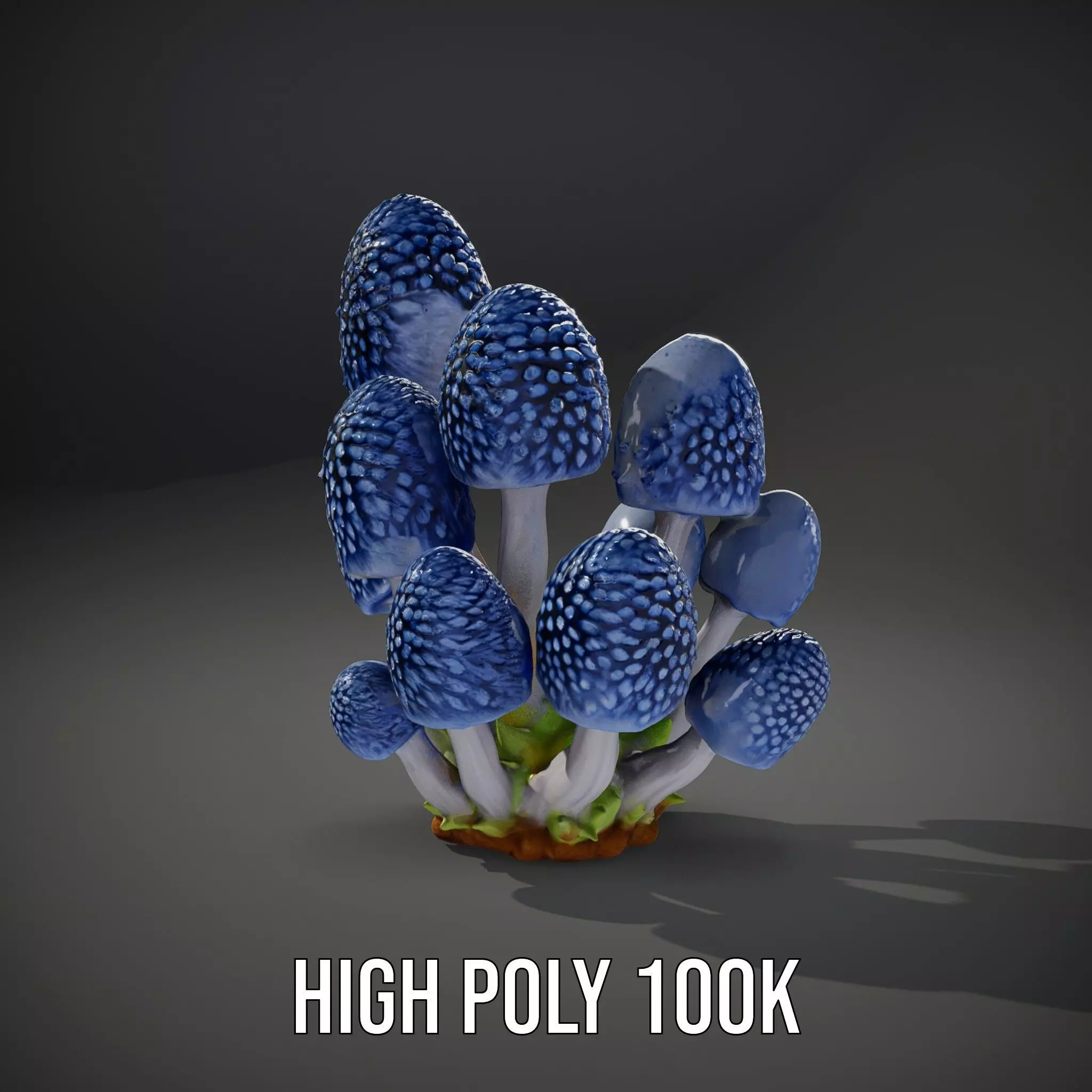 Blue Fuzzy Mushroom model pack Low-poly 3D model_10