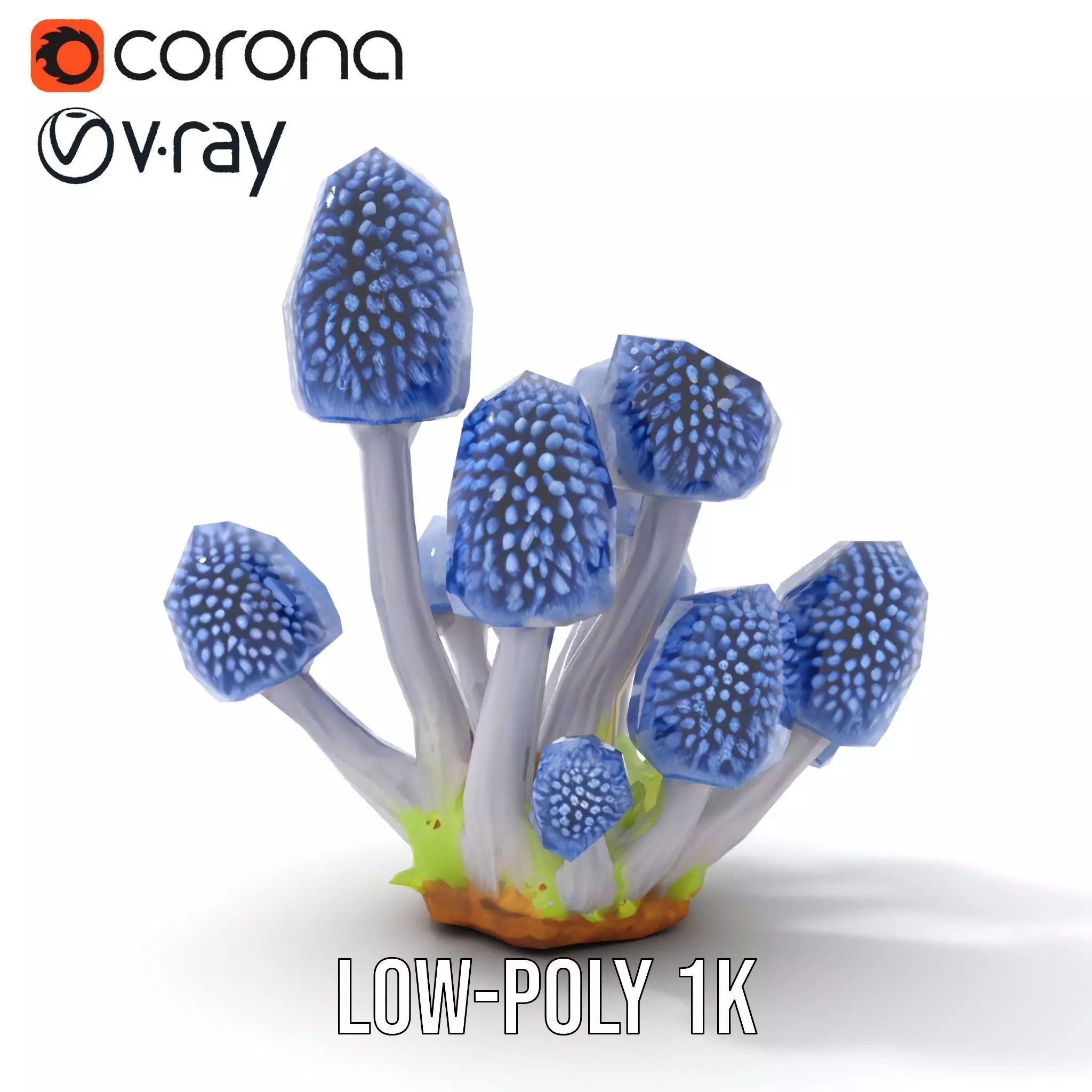Blue Fuzzy Mushroom model pack Low-poly 3D model_19