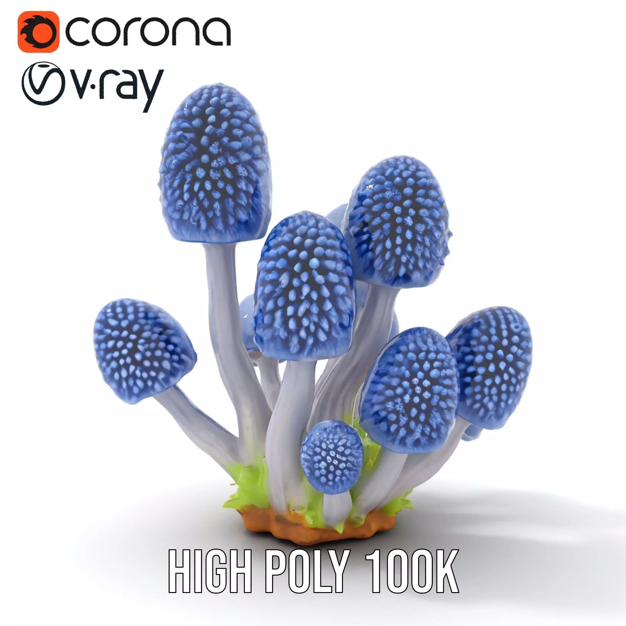 Blue Fuzzy Mushroom model pack Low-poly 3D model_29