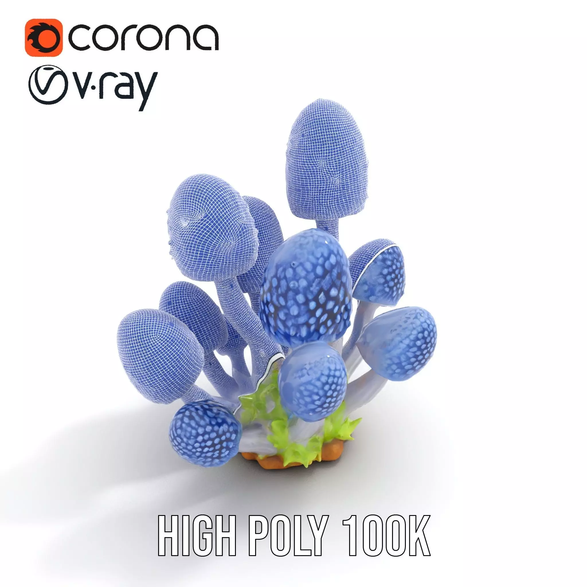 Blue Fuzzy Mushroom model pack Low-poly 3D model_32