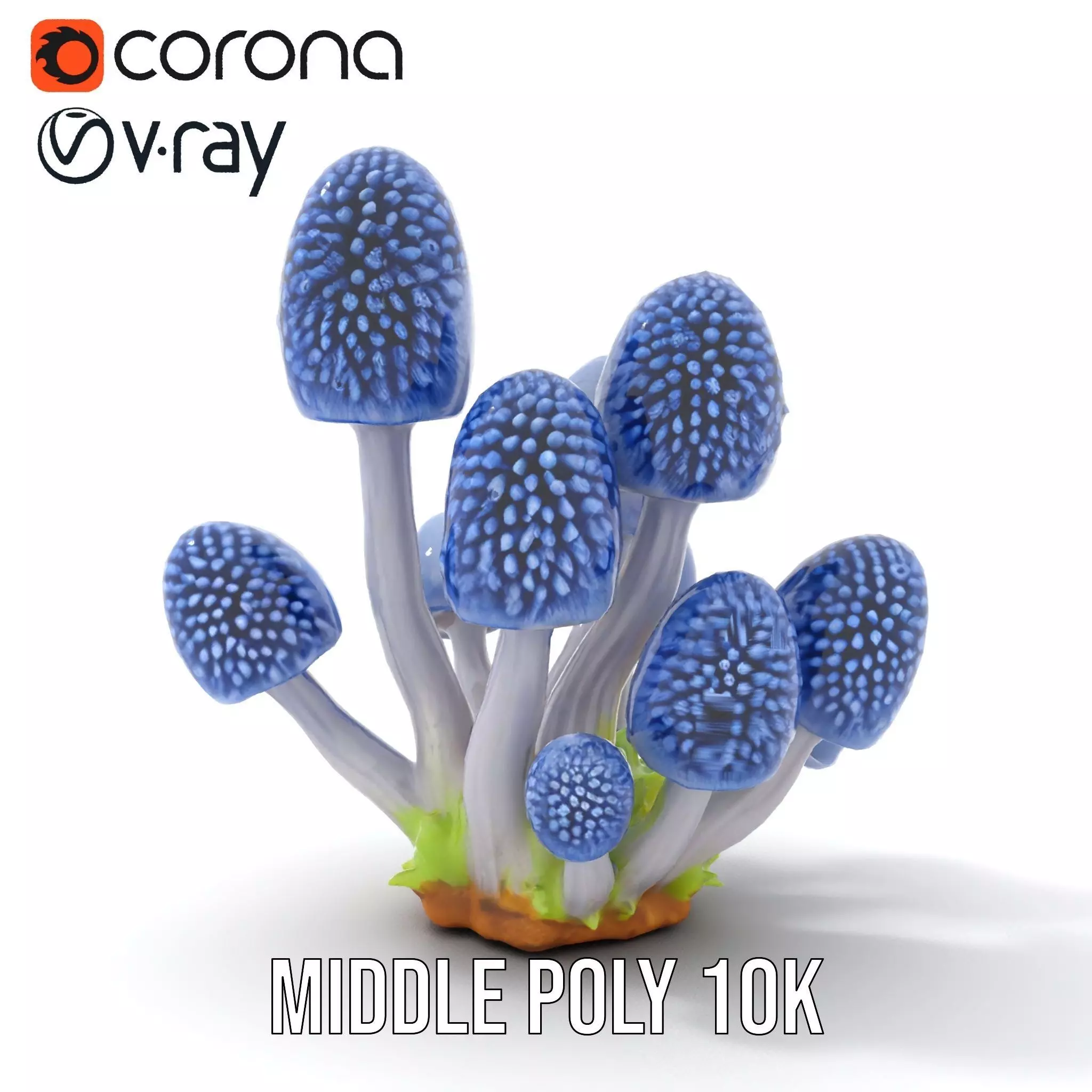Blue Fuzzy Mushroom model pack Low-poly 3D model_21