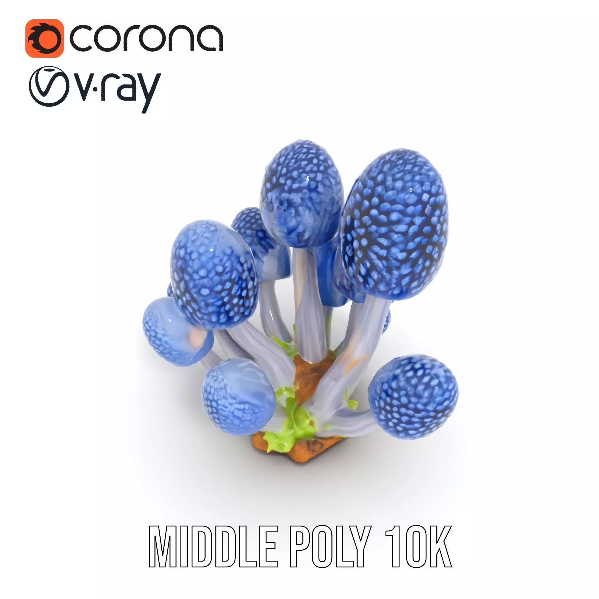 Blue Fuzzy Mushroom model pack Low-poly 3D model_13