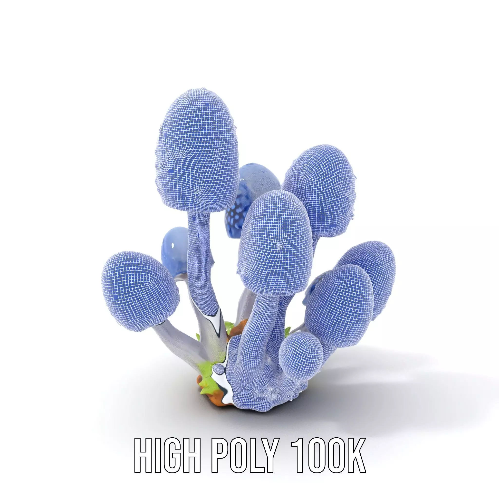 Blue Fuzzy Mushroom model pack Low-poly 3D model_4