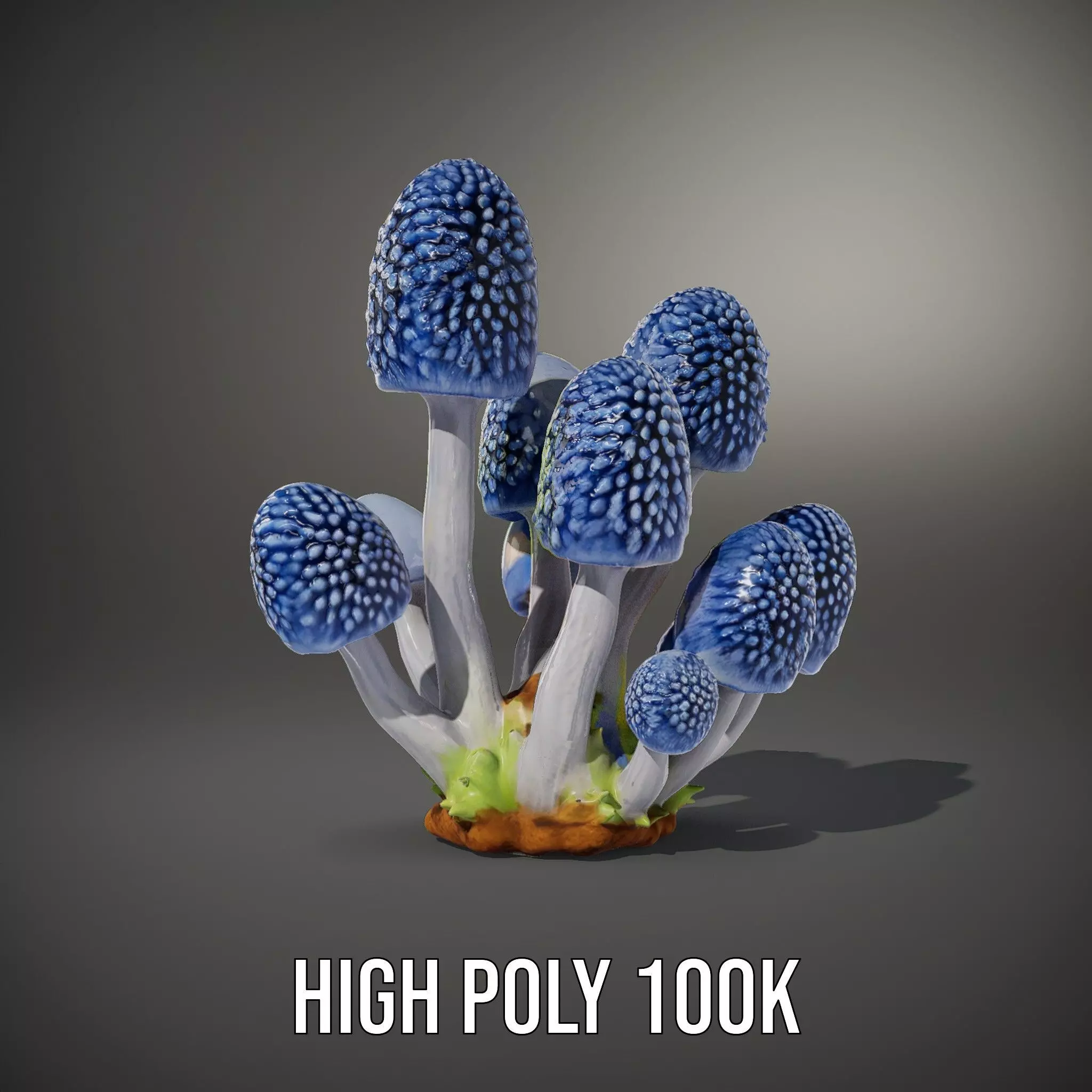 Blue Fuzzy Mushroom model pack Low-poly 3D model_8