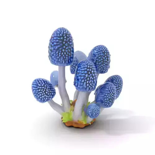 Blue Fuzzy Mushroom model pack Low-poly 3D model