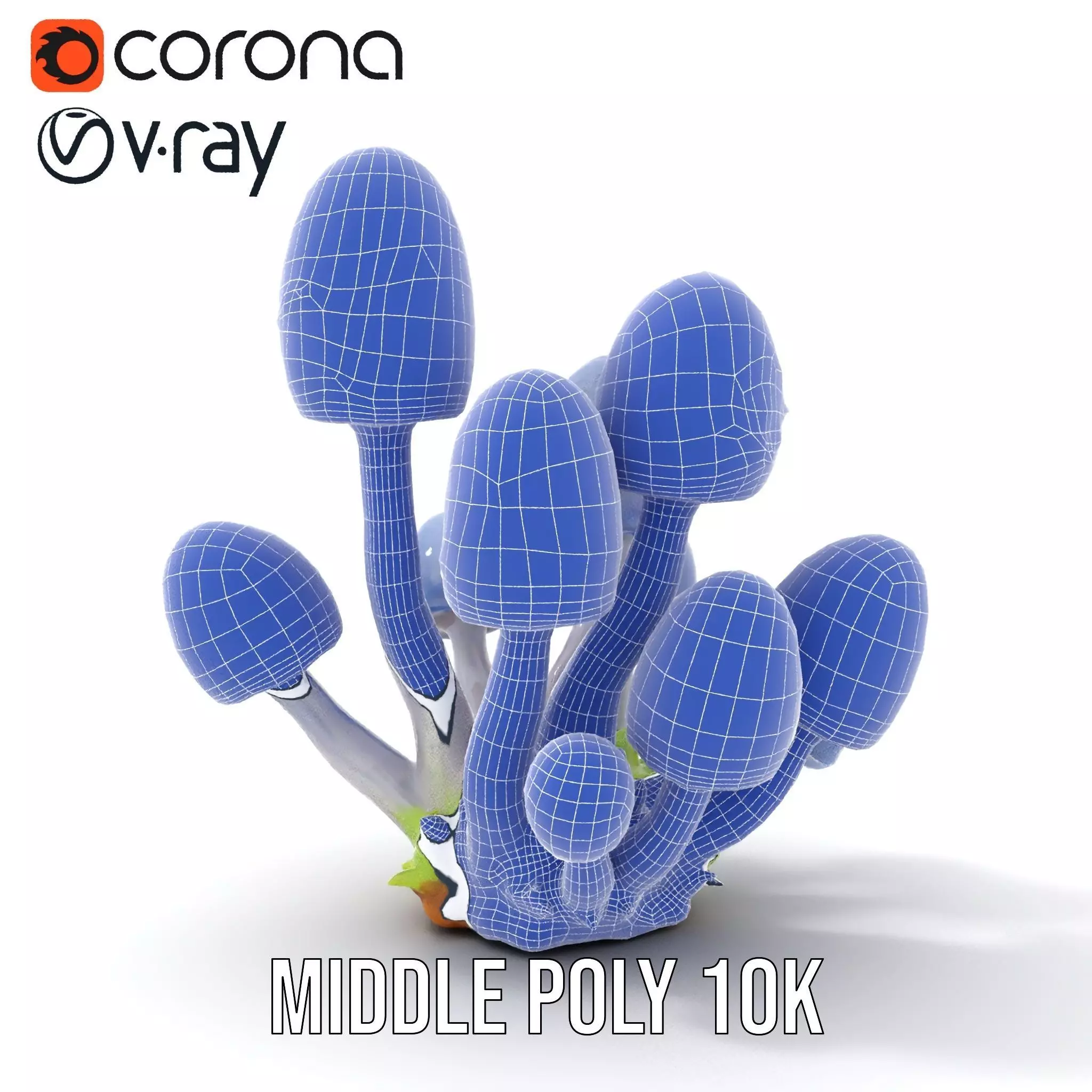 Blue Fuzzy Mushroom model pack Low-poly 3D model_24