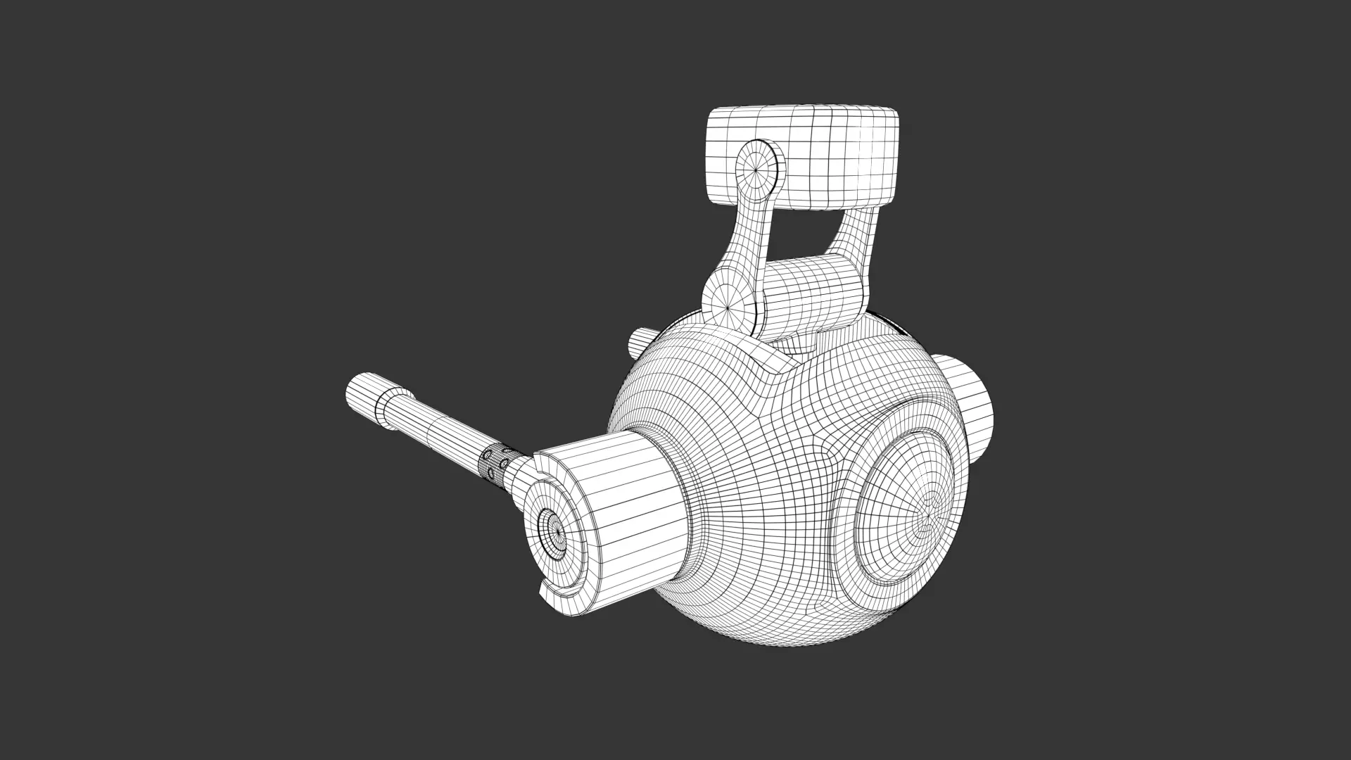 Rigged Lowpoly Mech Spherical Fighter Drone Low-poly 3D model_26