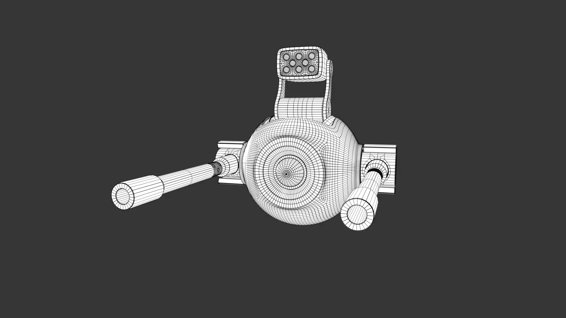 Rigged Lowpoly Mech Spherical Fighter Drone Low-poly 3D model_23
