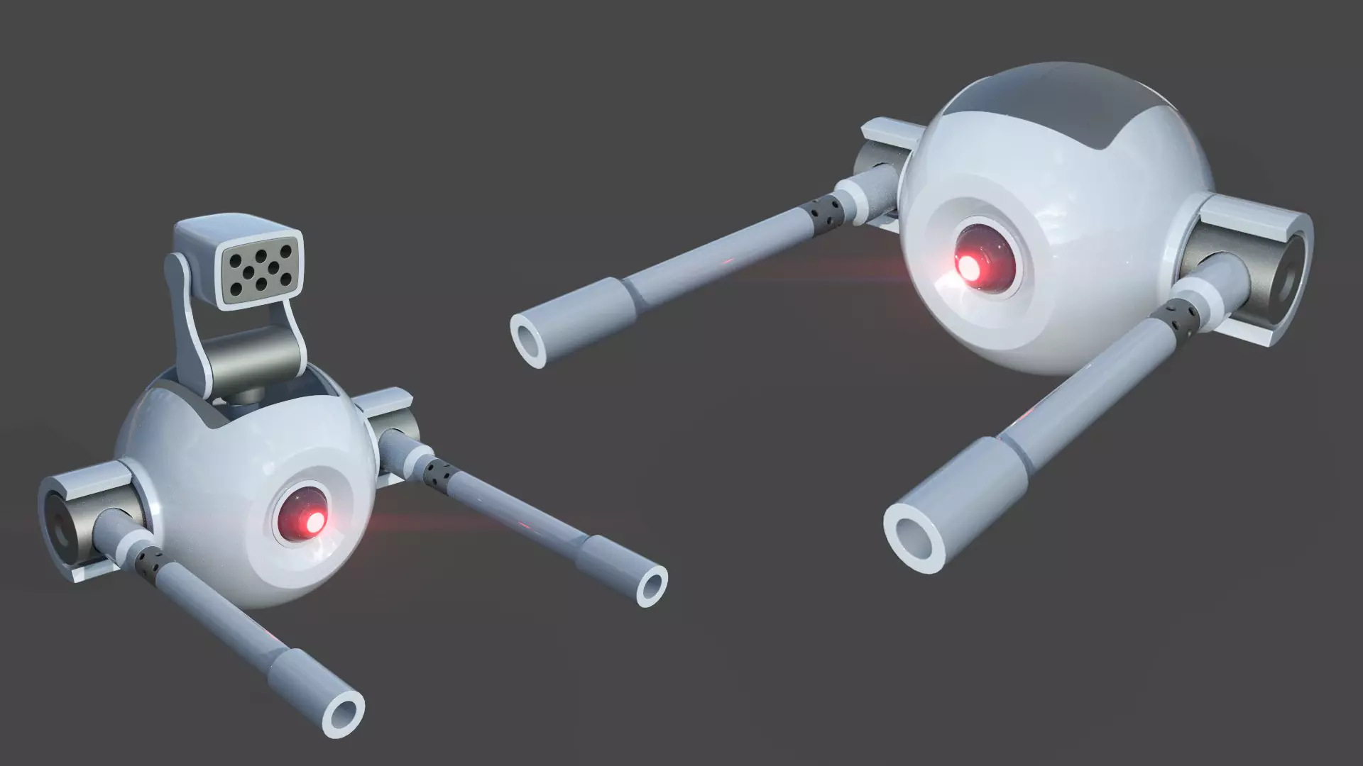 Rigged Lowpoly Mech Spherical Fighter Drone Low-poly 3D model_0