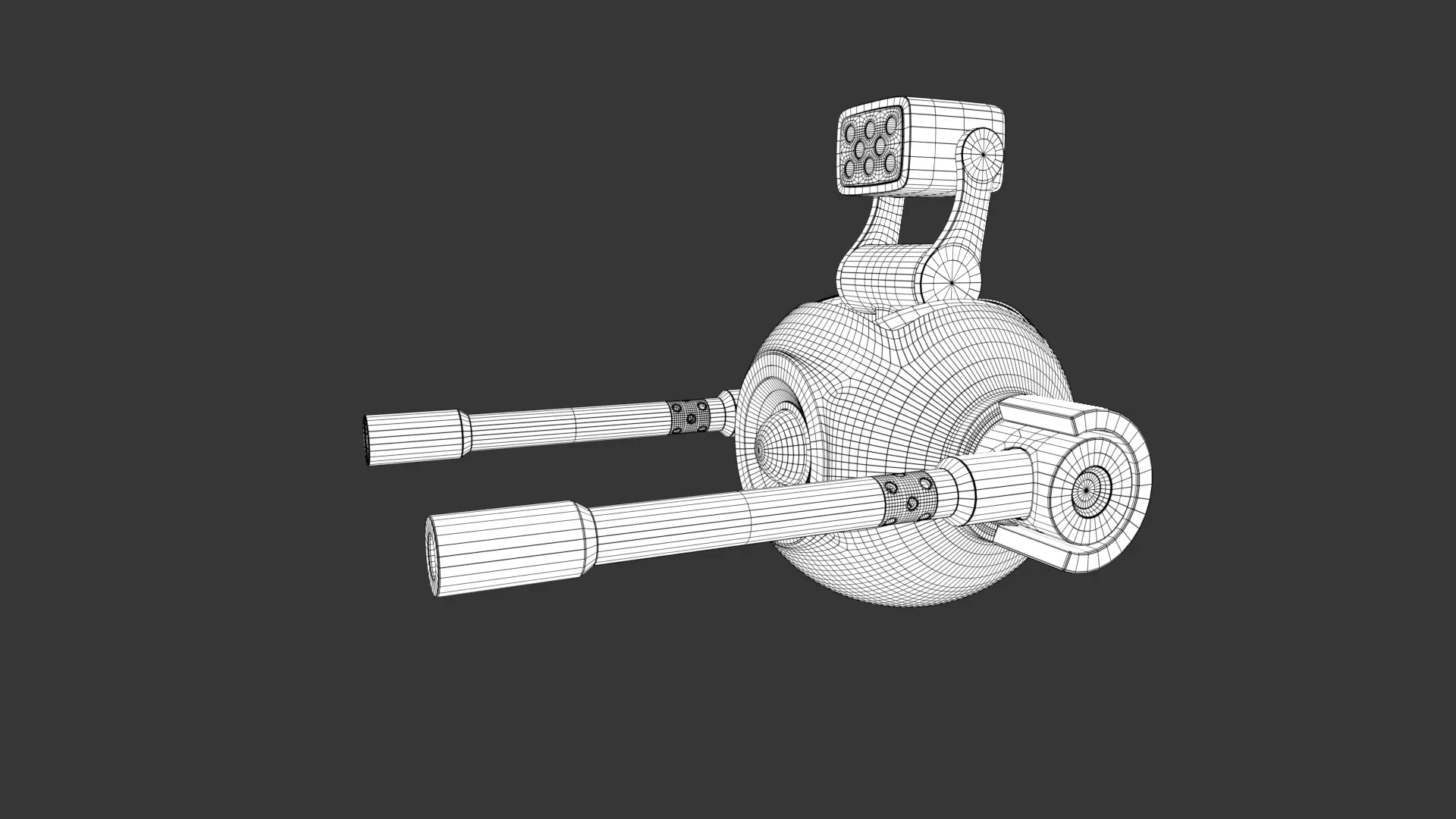 Rigged Lowpoly Mech Spherical Fighter Drone Low-poly 3D model_24