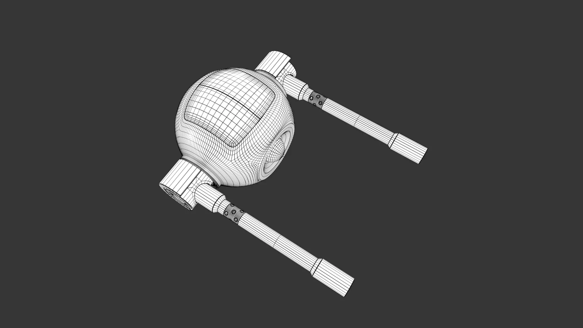 Rigged Lowpoly Mech Spherical Fighter Drone Low-poly 3D model_20