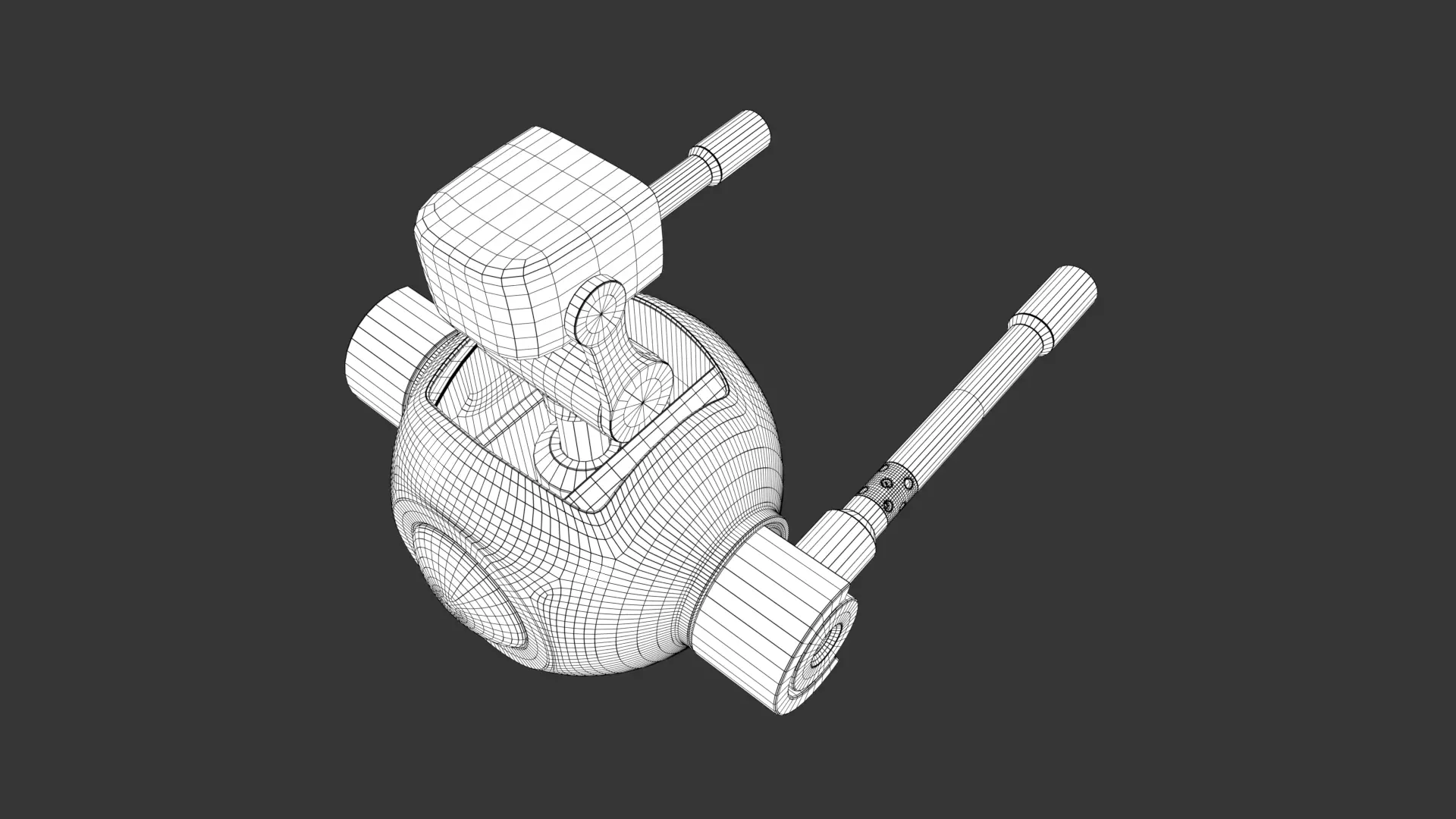 Rigged Lowpoly Mech Spherical Fighter Drone Low-poly 3D model_27