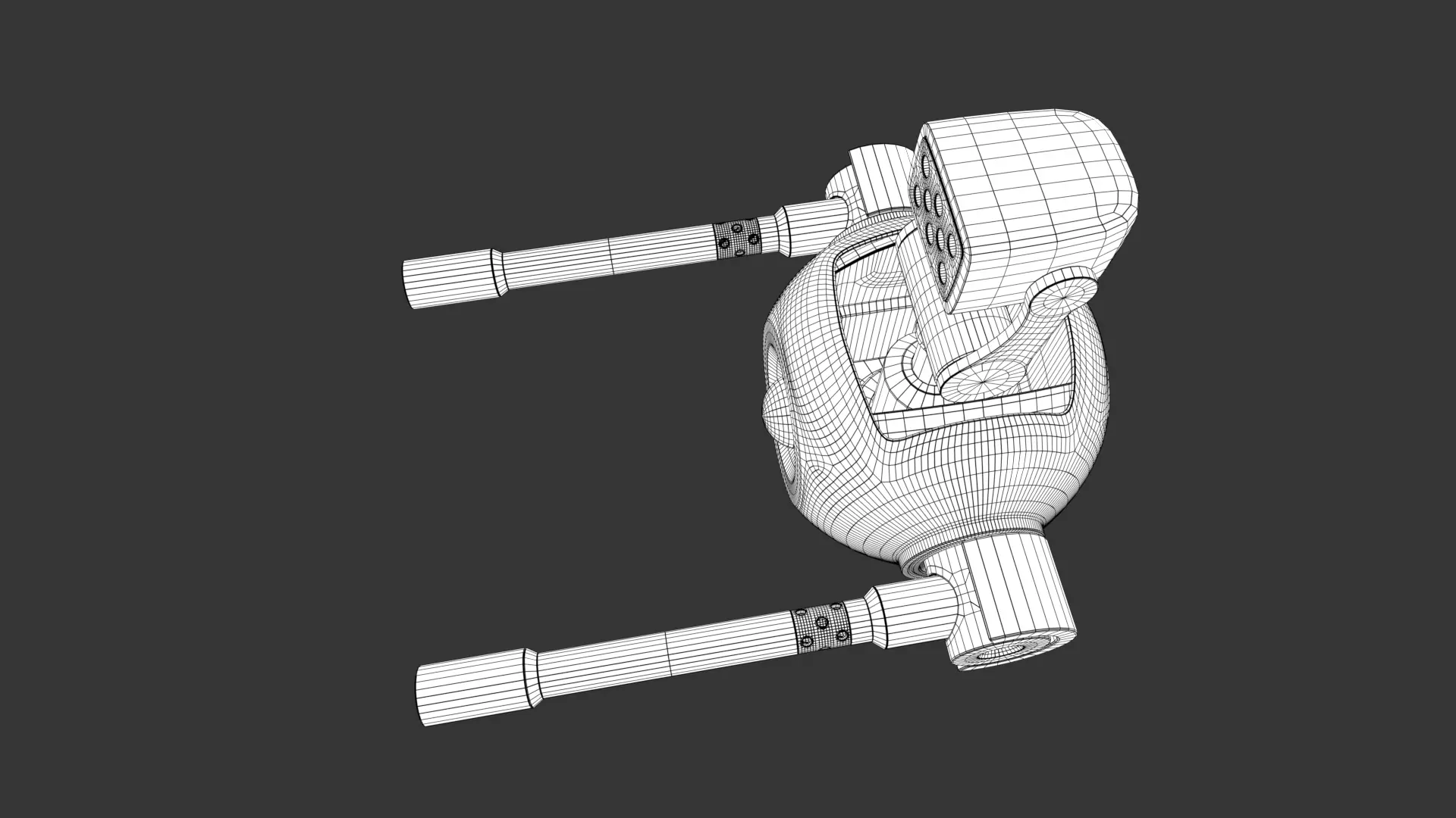 Rigged Lowpoly Mech Spherical Fighter Drone Low-poly 3D model_25