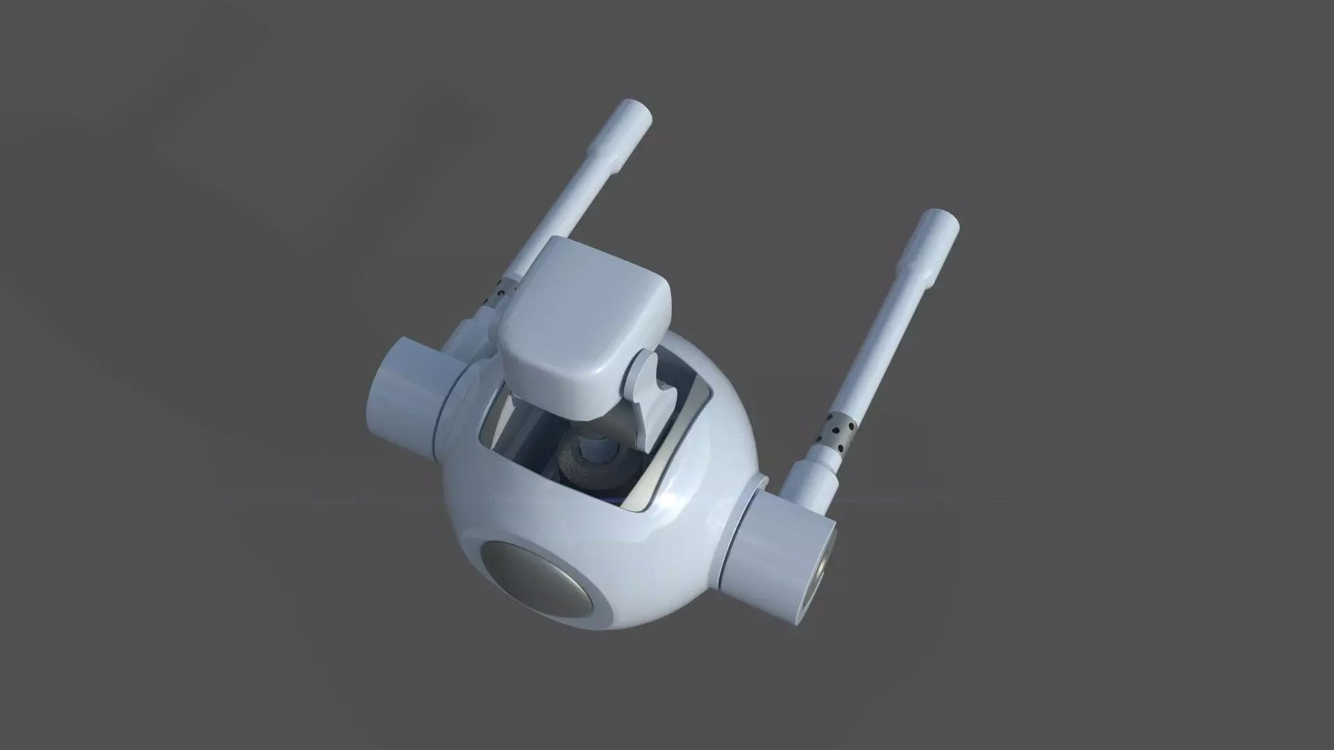 Rigged Lowpoly Mech Spherical Fighter Drone Low-poly 3D model_12