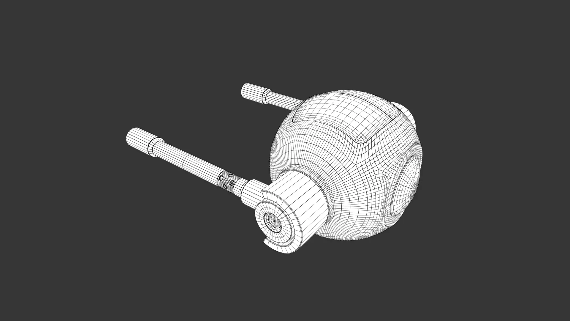 Rigged Lowpoly Mech Spherical Fighter Drone Low-poly 3D model_16