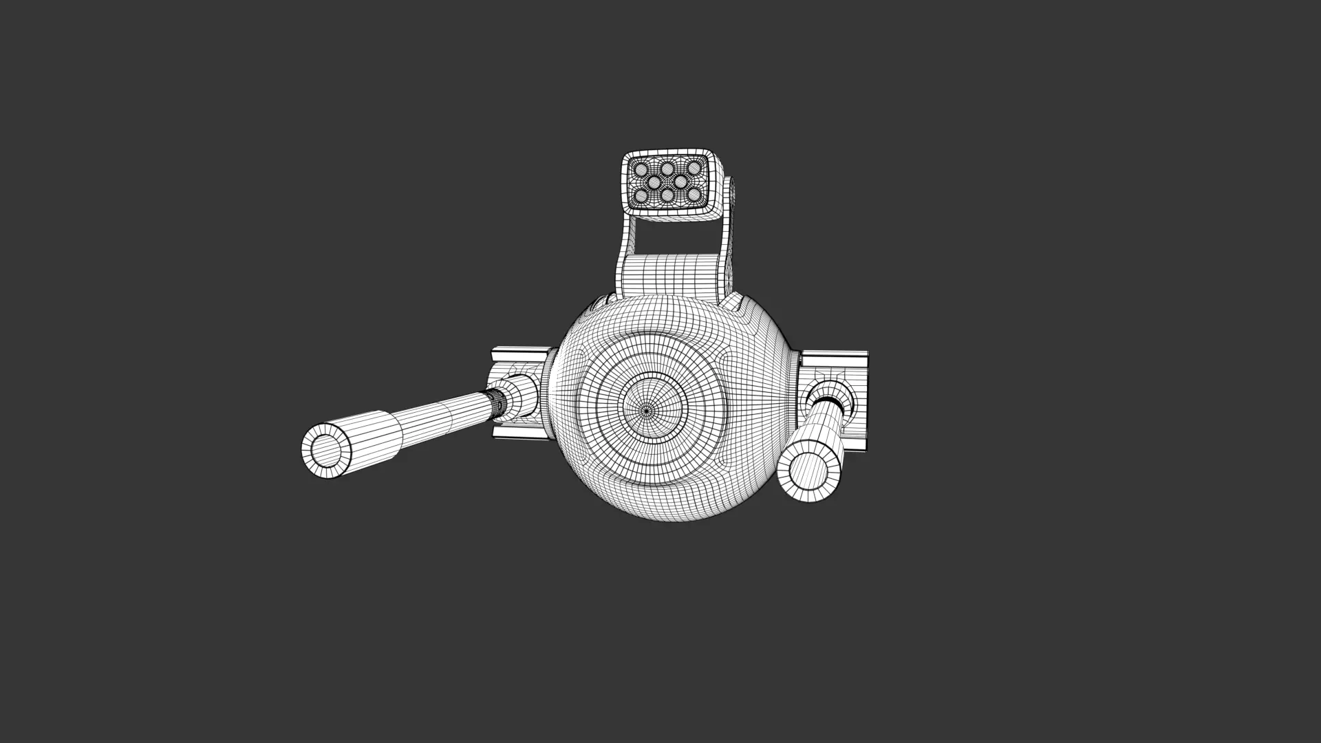 Rigged Lowpoly Mech Spherical Fighter Drone Low-poly 3D model_22