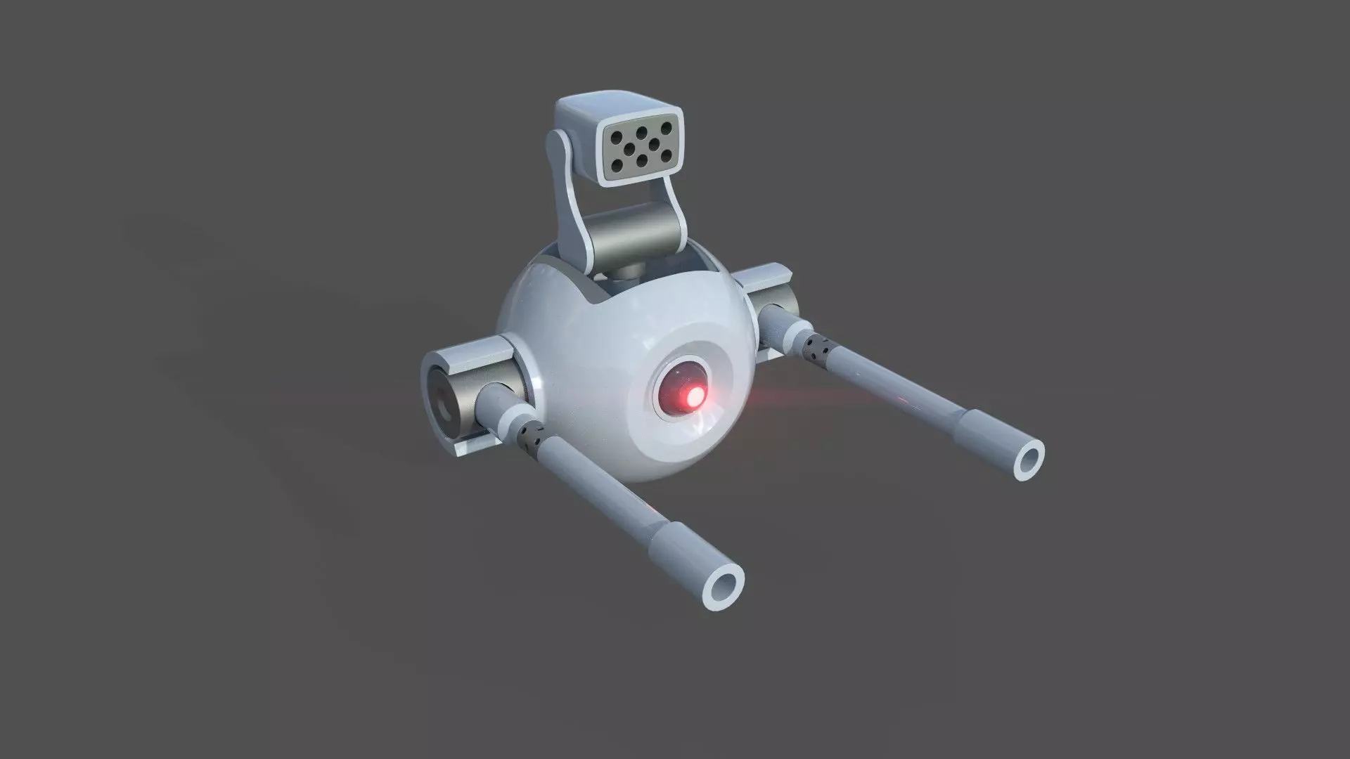 Rigged Lowpoly Mech Spherical Fighter Drone Low-poly 3D model_8