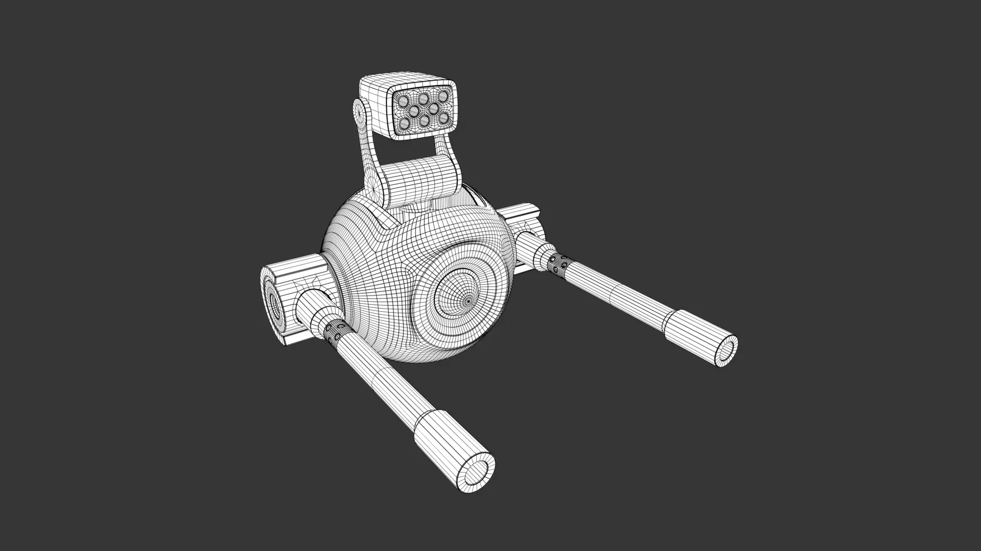 Rigged Lowpoly Mech Spherical Fighter Drone Low-poly 3D model_21