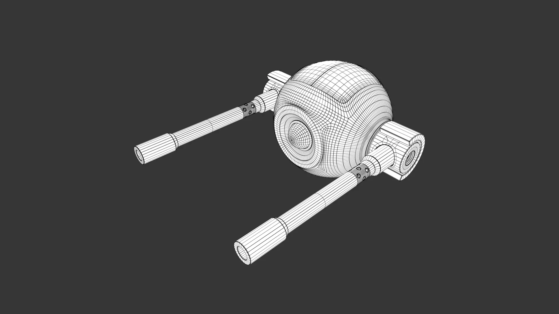 Rigged Lowpoly Mech Spherical Fighter Drone Low-poly 3D model_15