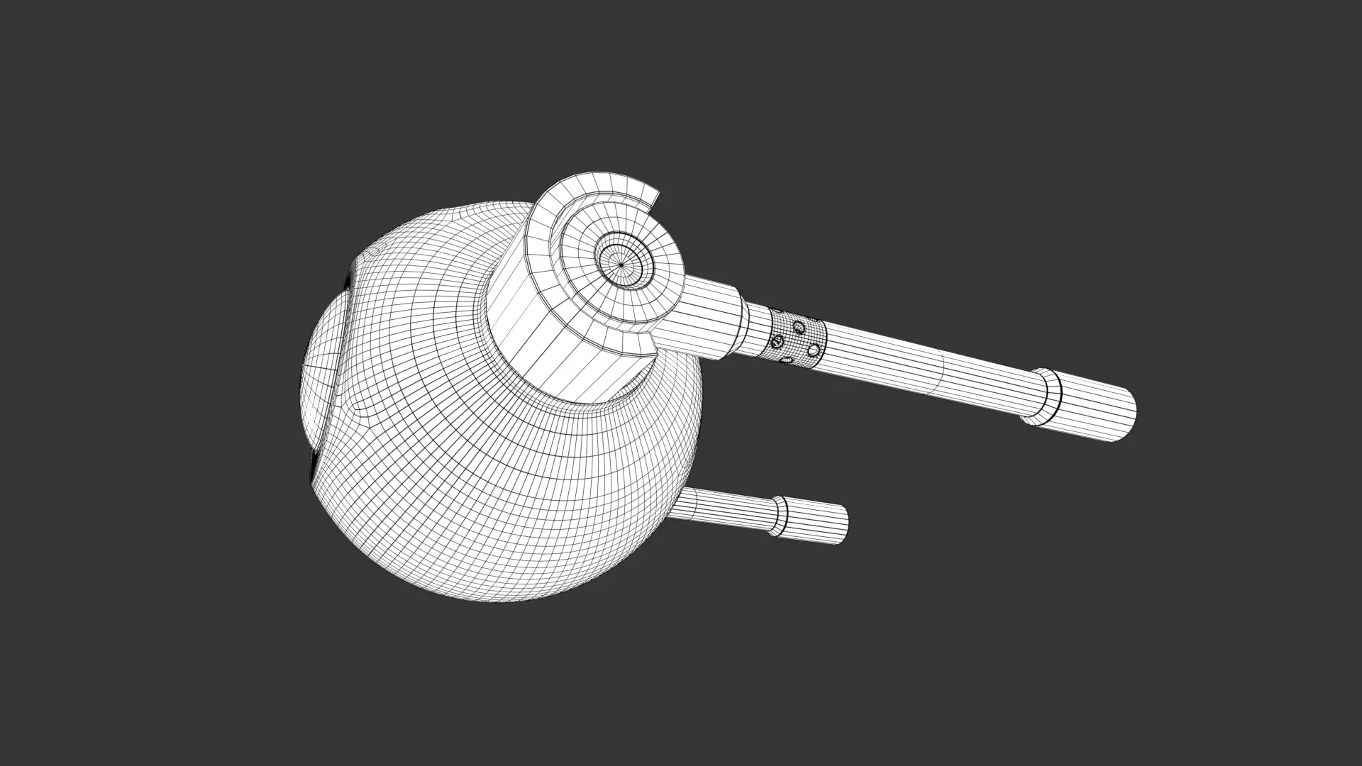 Rigged Lowpoly Mech Spherical Fighter Drone Low-poly 3D model_18