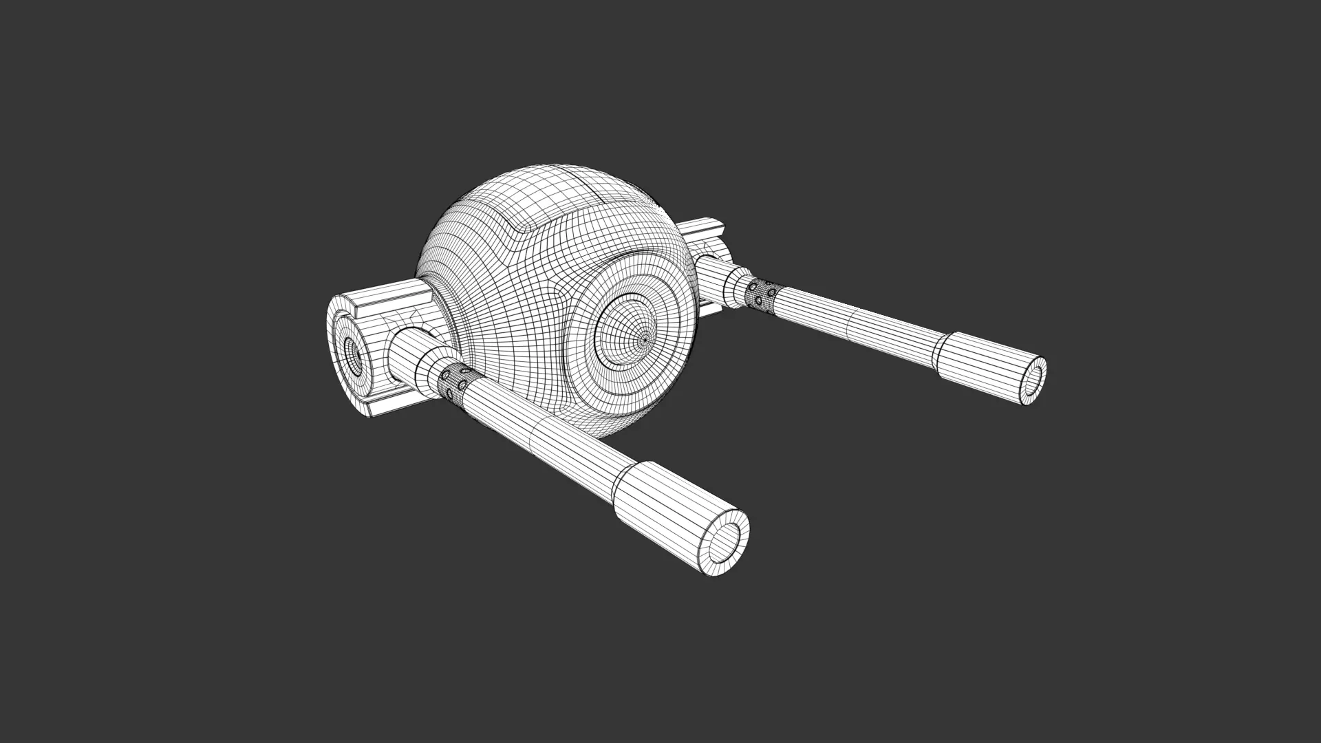 Rigged Lowpoly Mech Spherical Fighter Drone Low-poly 3D model_13