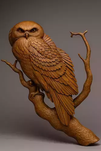 Handcrafted Wooden Owl Wall Art - Intricate Carved Owl
