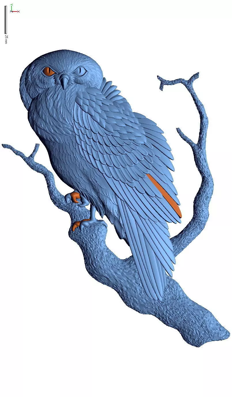 Handcrafted Wooden Owl Wall Art - Intricate Carved Owl 3D print model_3