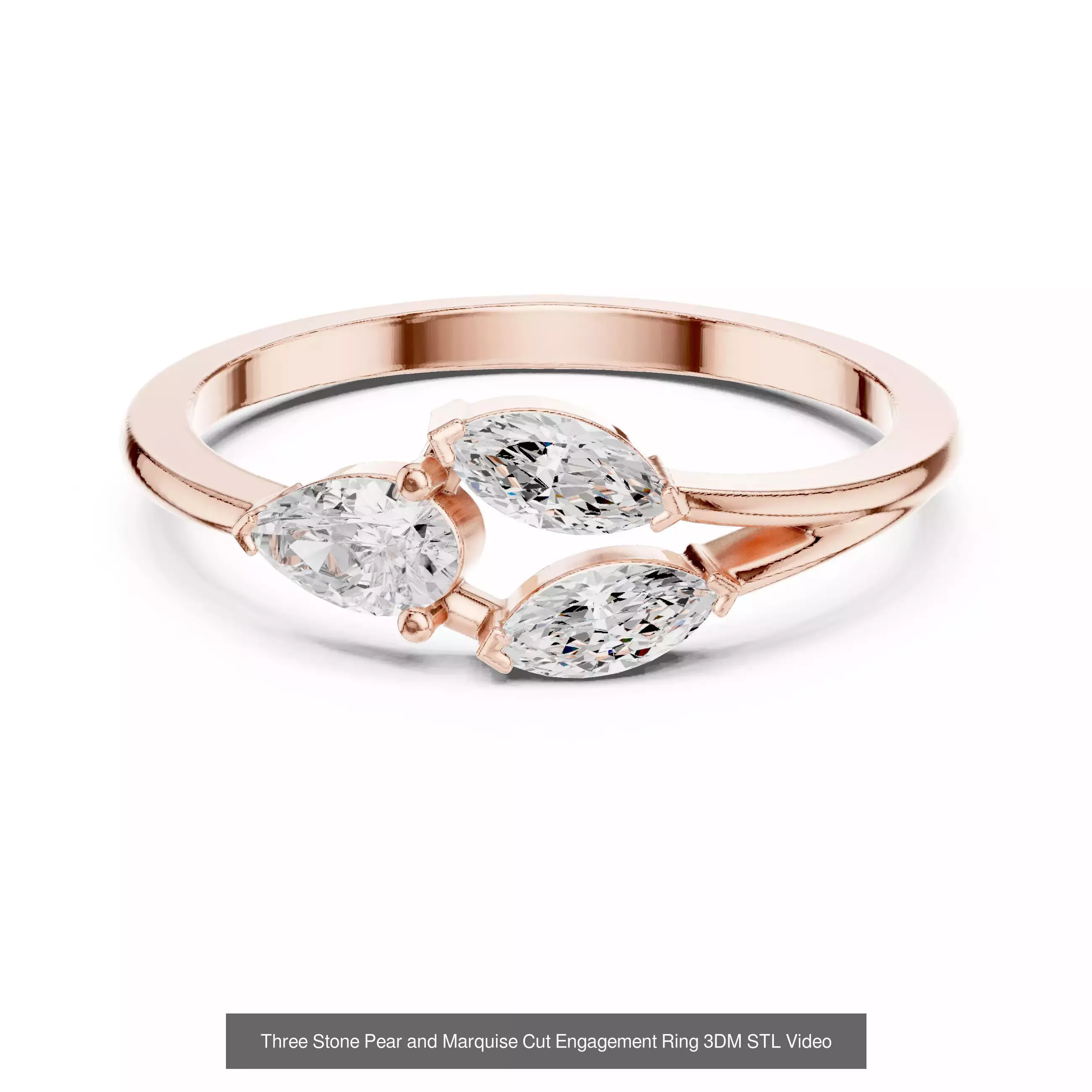 23 Three Diamond Wedding Band 3DM STL OBK FBX 3 Color Video 3D Model Collection_16