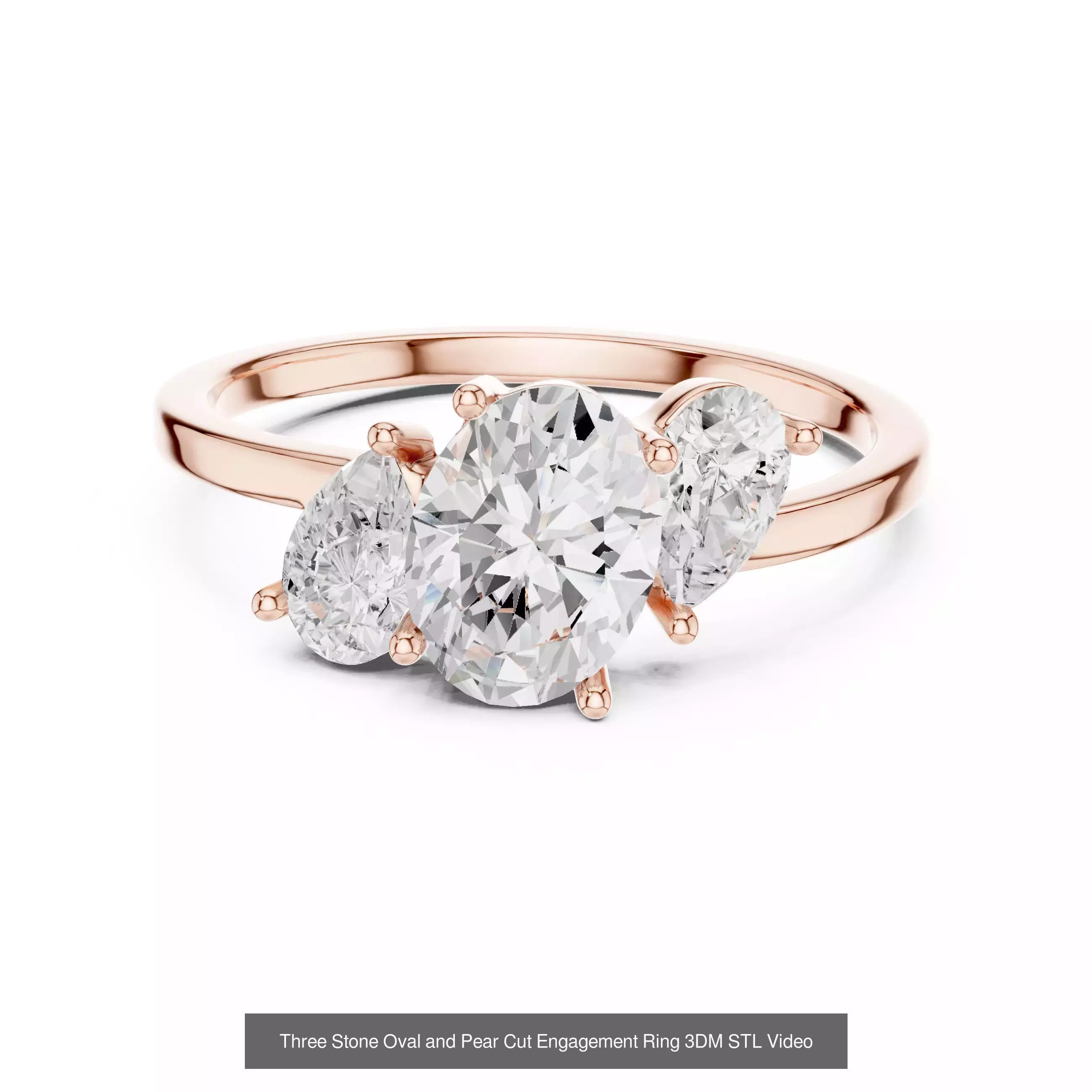 23 Three Diamond Wedding Band 3DM STL OBK FBX 3 Color Video 3D Model Collection_11