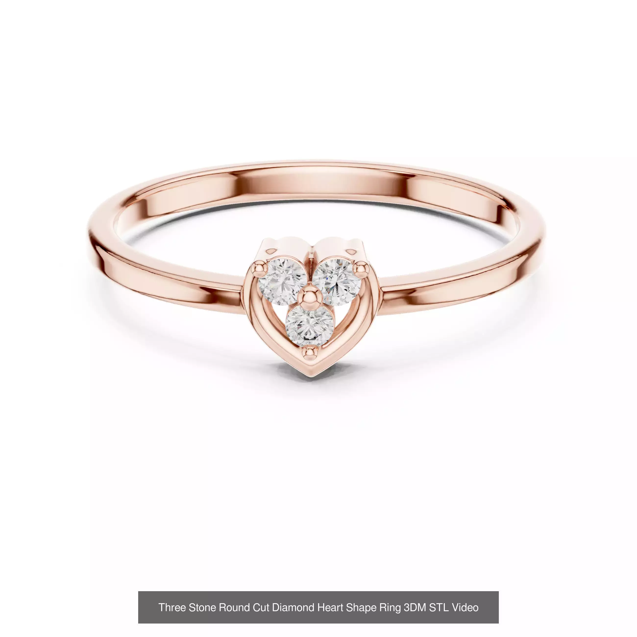 23 Three Diamond Wedding Band 3DM STL OBK FBX 3 Color Video 3D Model Collection_8
